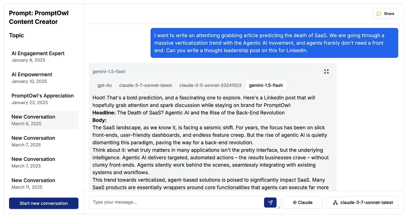 My prompt to start the article